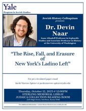 Jewish History Colloquium lecture poster Yale